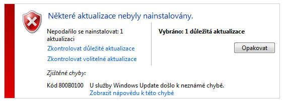 Windows Update Error 800B0100